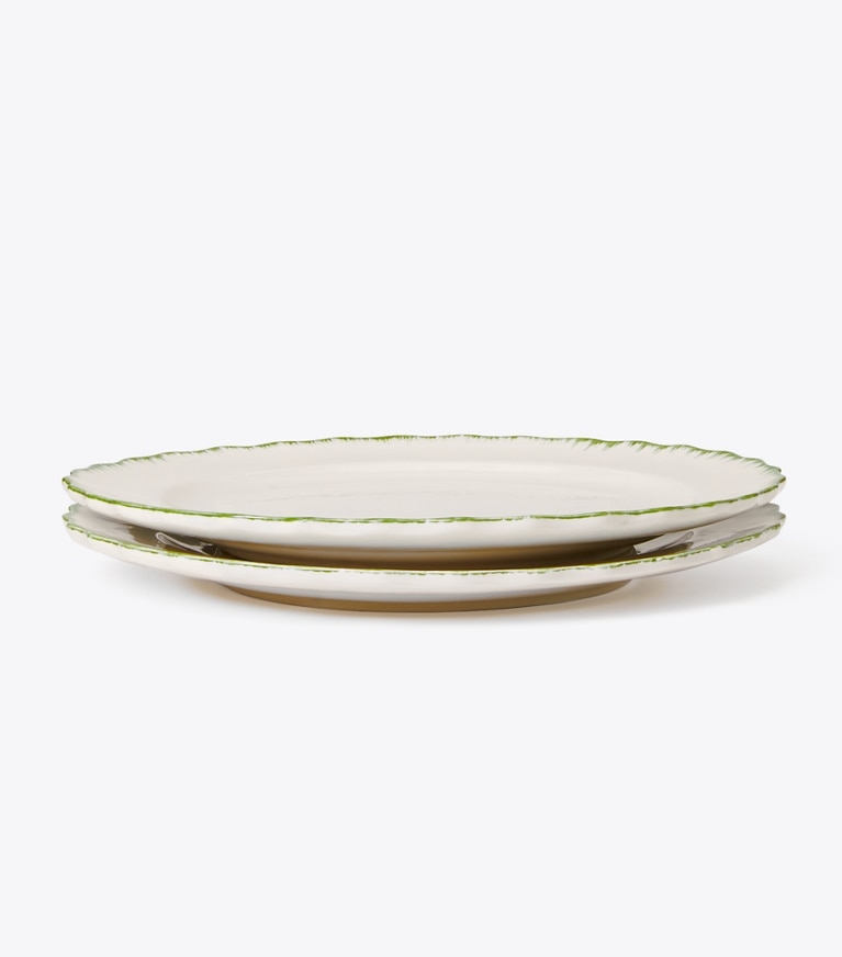Tory Burch designer tabletop & drinkware Oiseau Dinner Plate, Set Of 2 in White/Green front