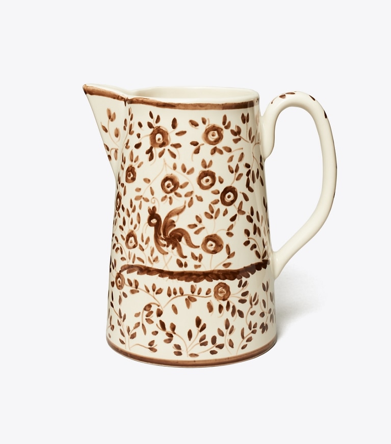 Tory Burch designer tabletop & drinkware Oiseau Pitcher in Brown front