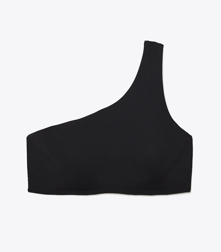 Tory Burch designer two pieces One-Shoulder Bikini Top in Black front