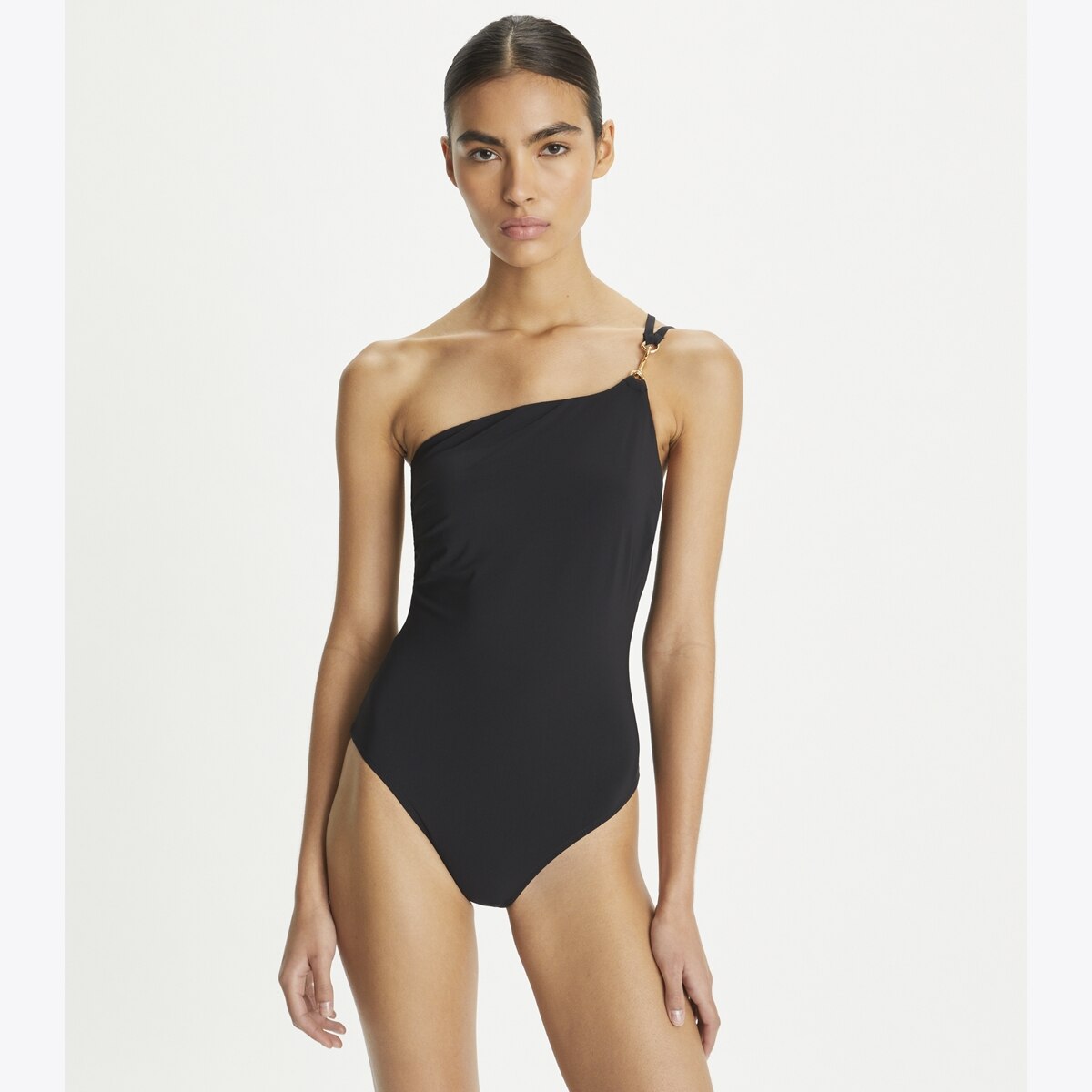 【送料&関税込】Tory Burch Blue One-shoulder Swimsuit NWT TORY BURCH Swimsuit 1 One Piece Sz XS Solid Plunging