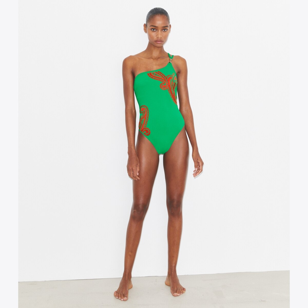 One-Shoulder Clip Swimsuit: Women's Designer One Pieces | Tory Burch