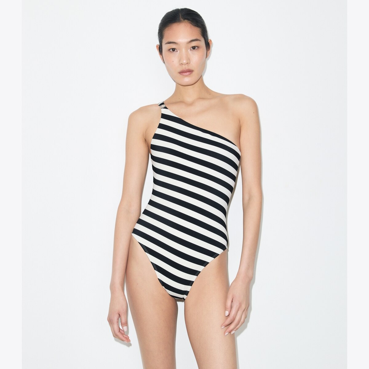 ONE SHOULDER STRIPED SWIMSUIT - thumbnail 2