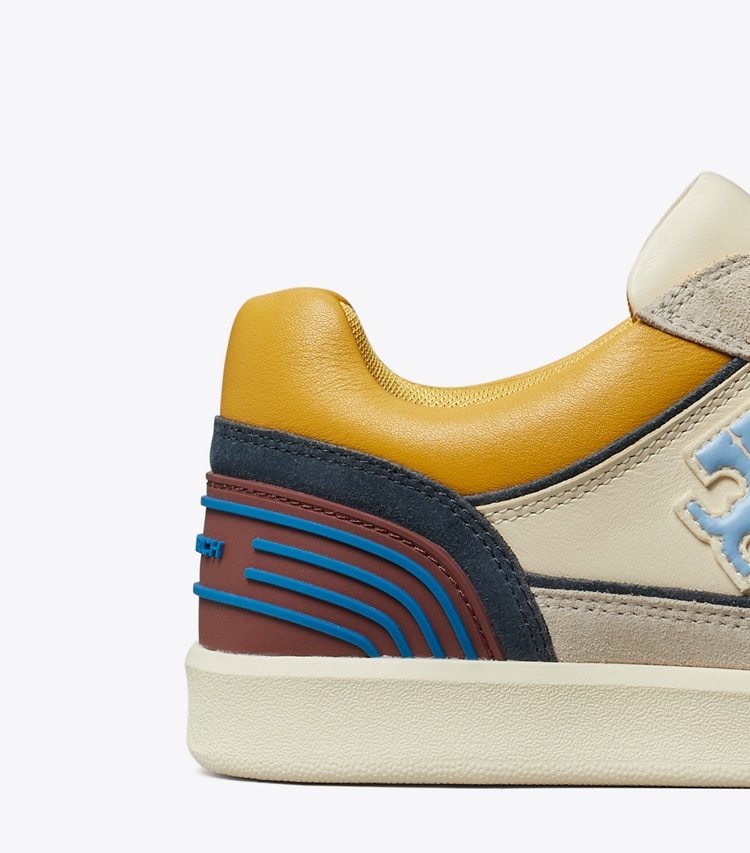 Tory Burch designer sneakers Online Exclusive: Clover Court Sneaker in LIGHT CREAM / CALCARE / DARK CARMINE detail