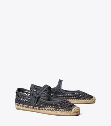 Tory Burch designer espadrilles Open Weave Mary Jane Espadrille in BLUESTONE angle