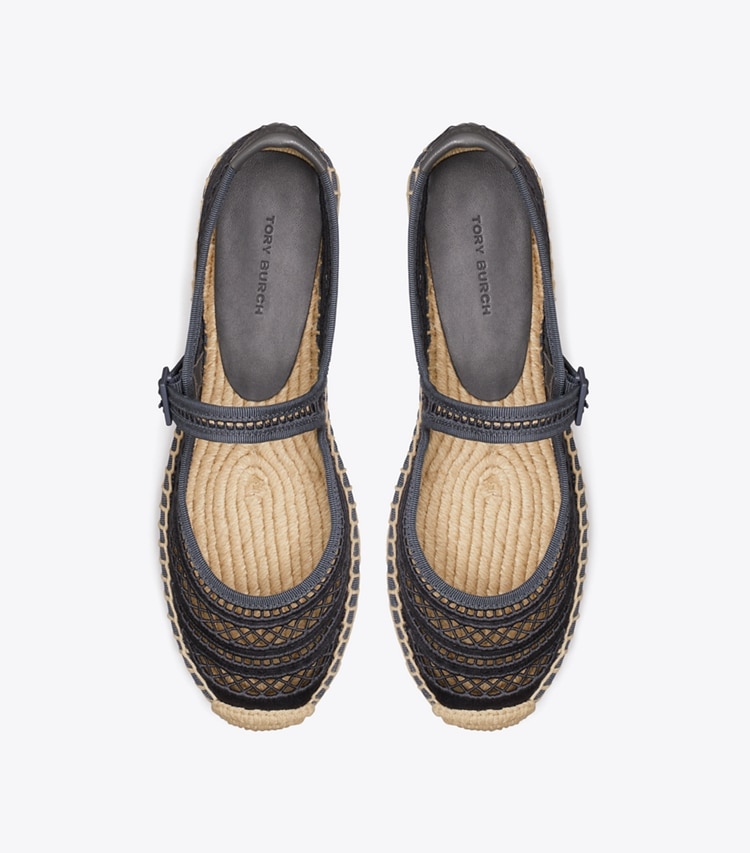 Tory Burch designer espadrilles Open Weave Mary Jane Espadrille in BLUESTONE overhead