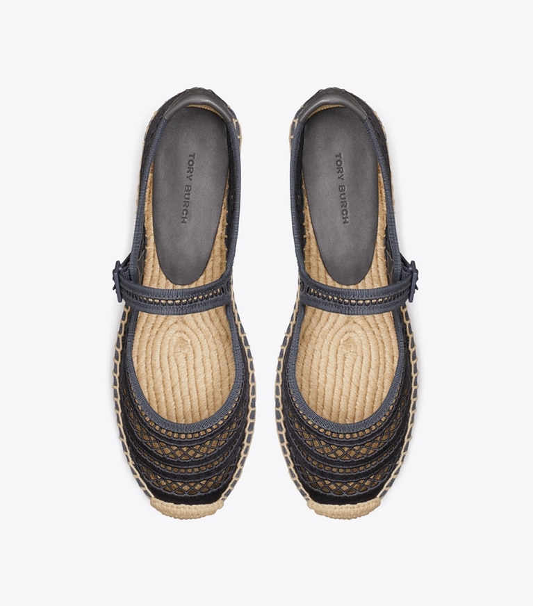 Tory Burch designer espadrilles Open Weave Mary Jane Espadrille in BLUESTONE overhead