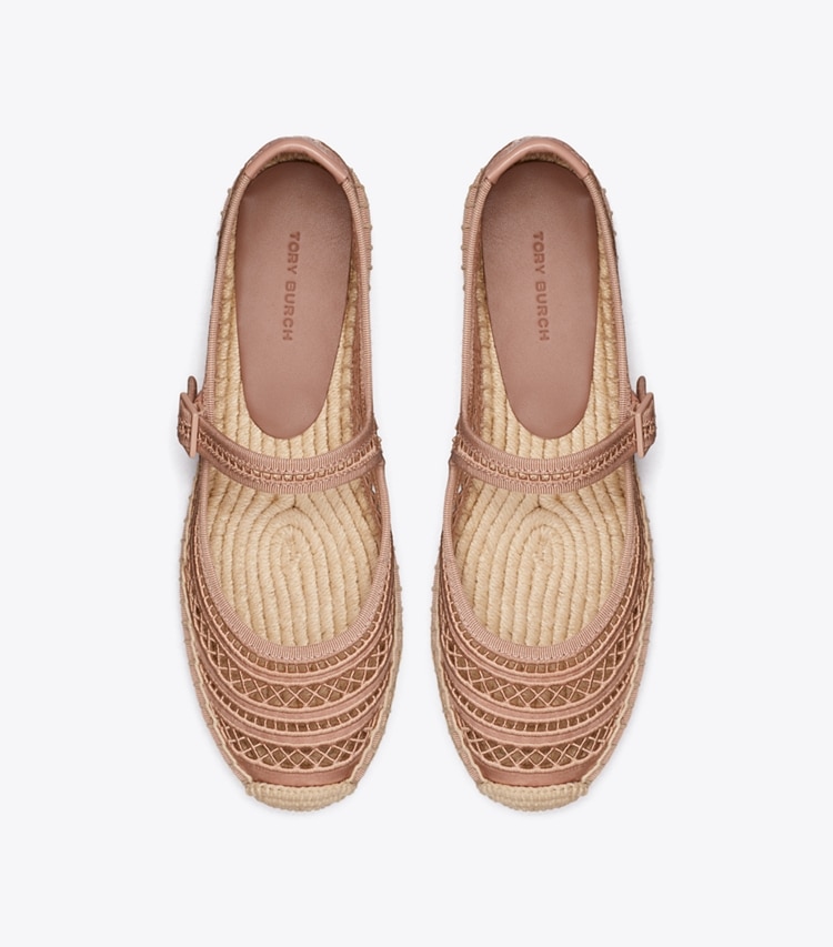 Tory Burch designer エスパドリーユ オープンウィーブ メリージェーン エスパドリーユ in VINTAGE MAUVE オーバーヘッド
