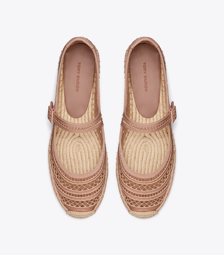 Tory Burch designer エスパドリーユ オープンウィーブ メリージェーン エスパドリーユ in VINTAGE MAUVE オーバーヘッド