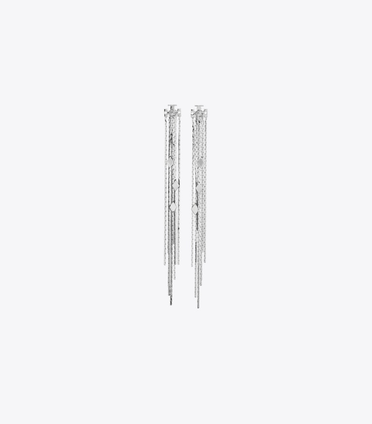 Tory Burch designer orecchini Orecchini a catena Front-Back in Tory Silver / Crystal front
