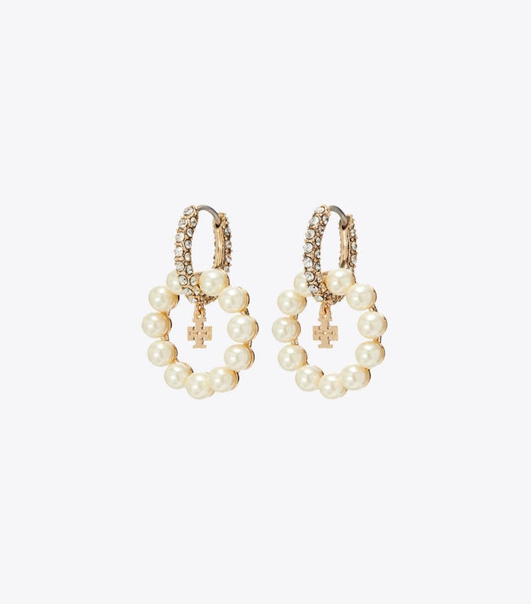 Tory Burch designer orecchini Orecchini a cerchio con perla Moondance in Pearl front