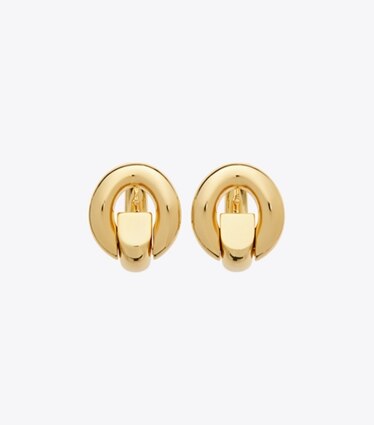Tory Burch designer orecchini Orecchini a cerchio Pierced in Light Brass front