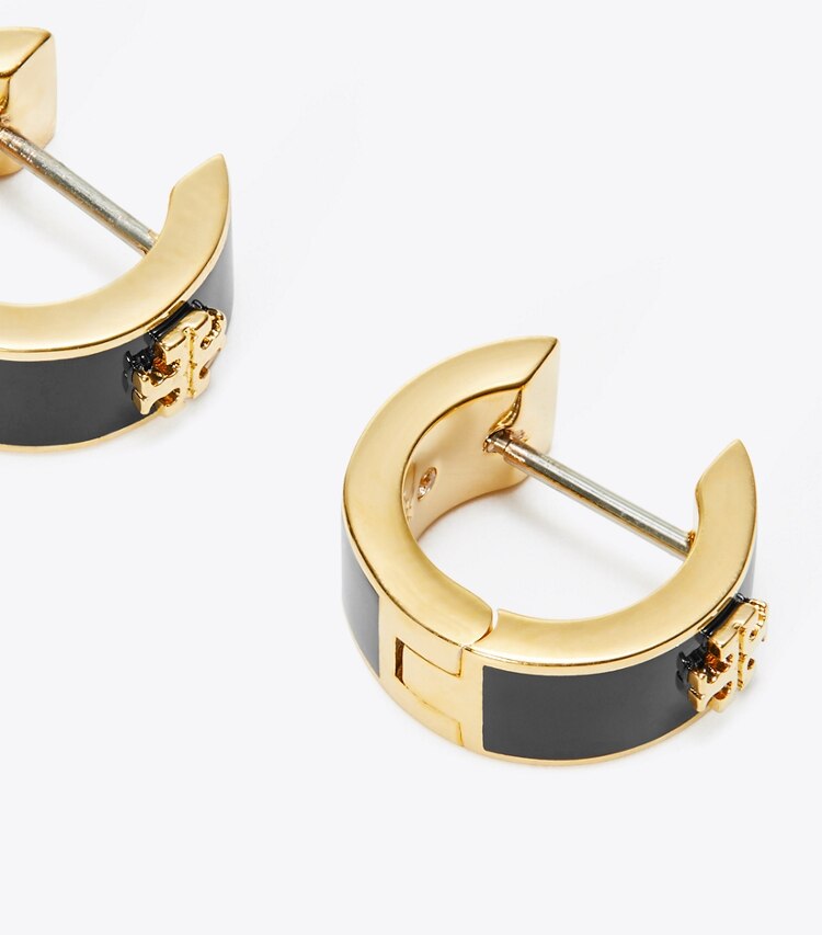 Tory Burch designer orecchini Orecchini a fascia Icon in Tory Gold / Black dettaglio