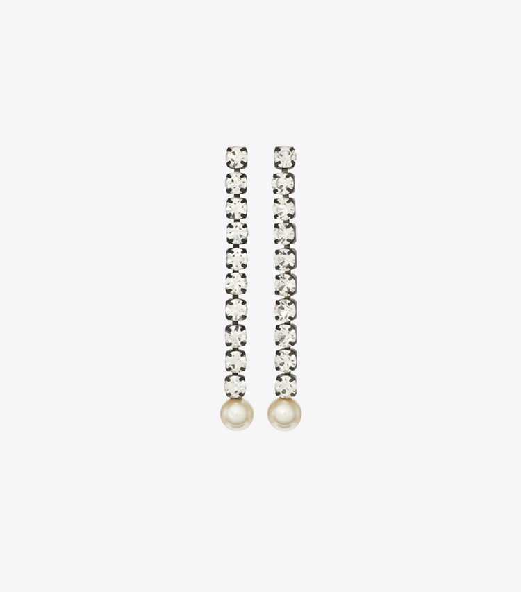 Tory Burch designer orecchini Orecchini lineari Moondance in Hematite / Crystal / Cream front