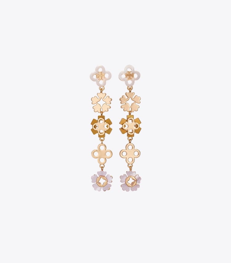 Tory Burch designer orecchini Orecchini lunghi Forget Me Not in Tory Gold / Multi front