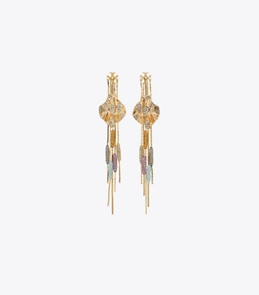Tory Burch designer orecchini Orecchini Runway Front-Back con decorazioni in GOLD / Crystal front
