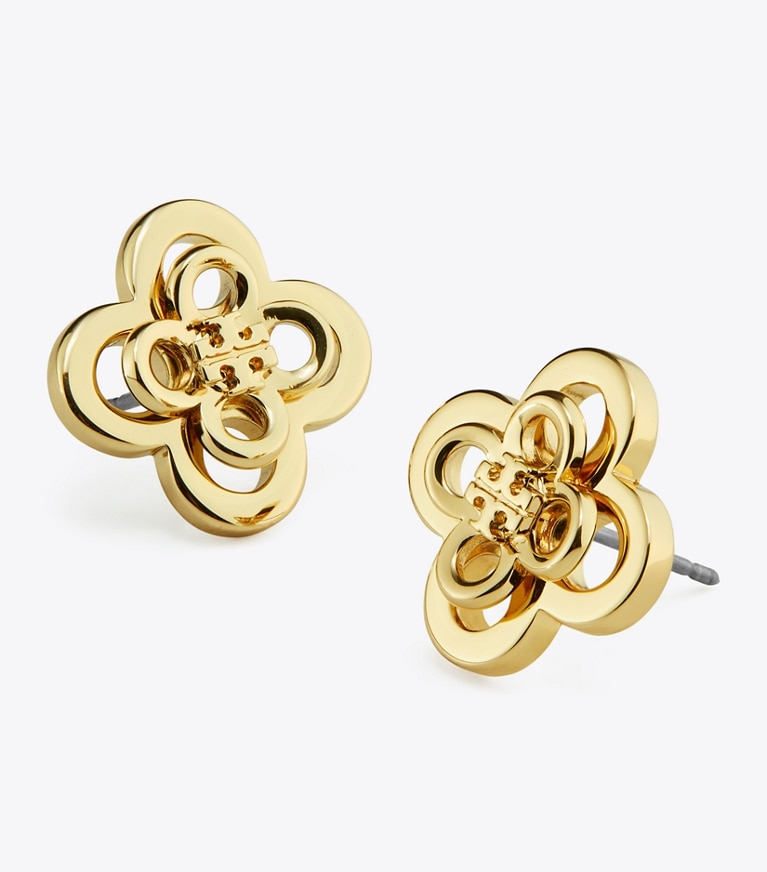 Tory Burch designer orecchini Orecchino a borchia multistrato Kira Clover in Tory Gold front