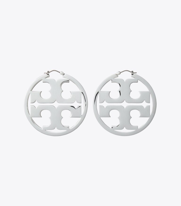Tory Burch designer orecchini Orecchino a cerchio Miller in Tory Silver front