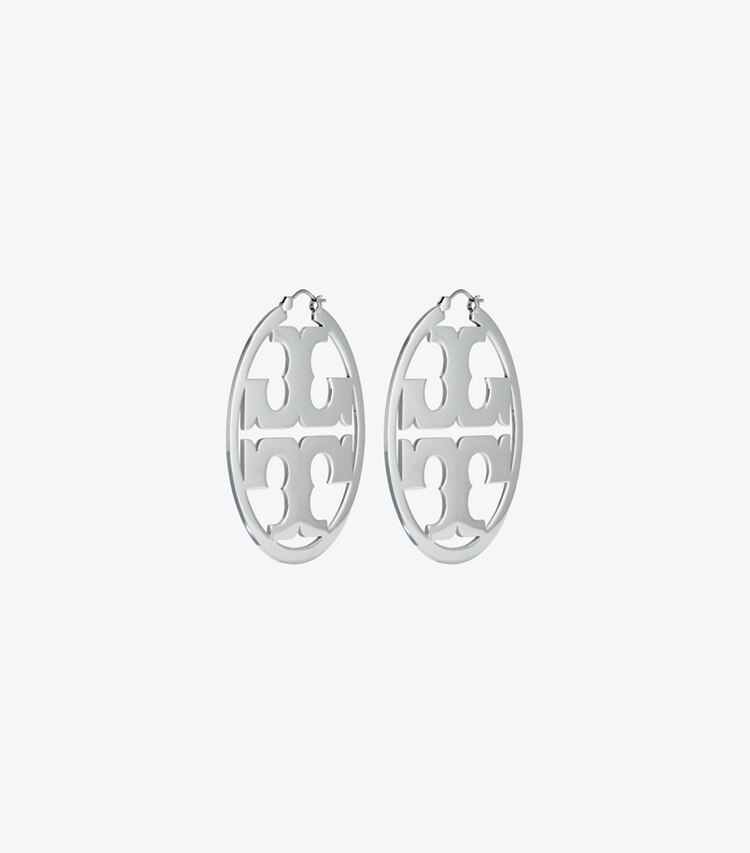 Tory Burch designer orecchini Orecchino a cerchio Miller in Tory Silver front