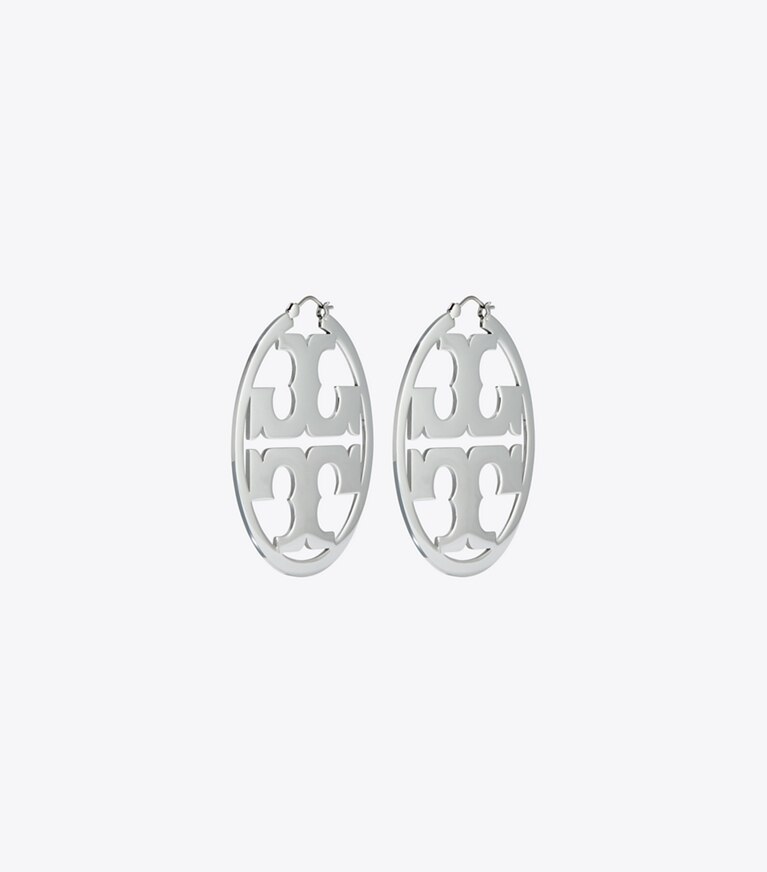 Tory Burch designer orecchini Orecchino a cerchio Miller in Tory Silver front