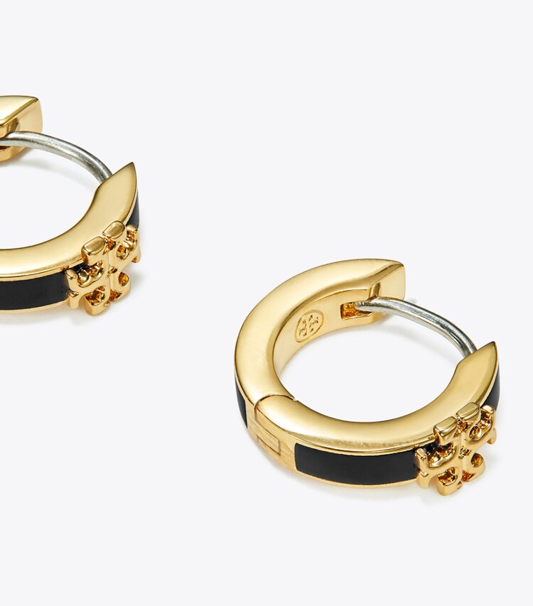 Tory Burch designer orecchini Orecchino a fascia Kira smaltato in Tory Gold / Black dettaglio