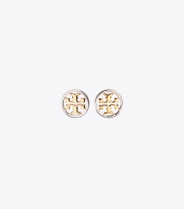 Tory Burch designer orecchini Orecchino Miller a borchia in Tory Gold/Tory Silver front