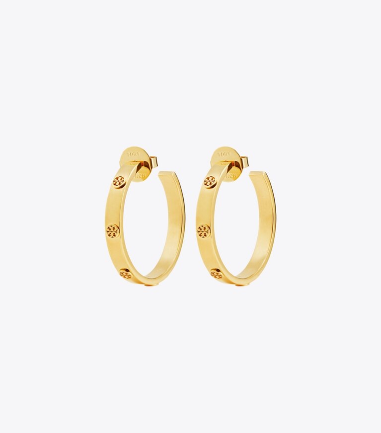 Tory Burch designer orecchini Orecchino Miller a cerchio con borchie in Tory Gold front
