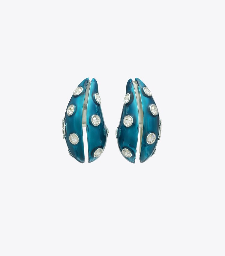 Tory Burch designer orecchini Orecchino Wave in Blue / Crystal dettaglio
