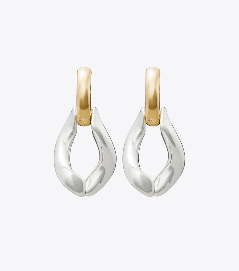 Tory Burch designer orecchini Orecchino Wishbone in Light Brass / Light Silver front