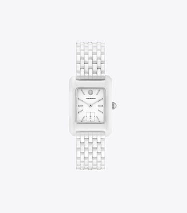Tory Burch designer orologi da polso Orologio Eleanor in WHITE CERAMIC front