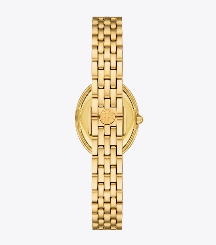Tory Burch designer orologi da polso Orologio Oval in MOP/STONES/GOLD indietro