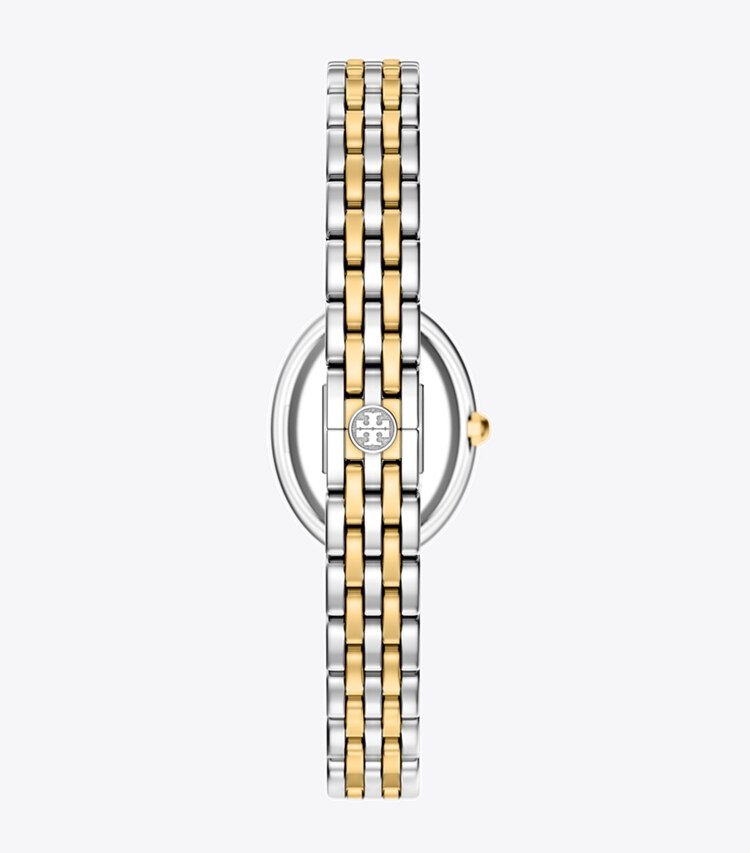 Tory Burch designer orologi da polso Orologio Oval in LIGHT BLUE MOP/GOLD/TWO-TONE indietro