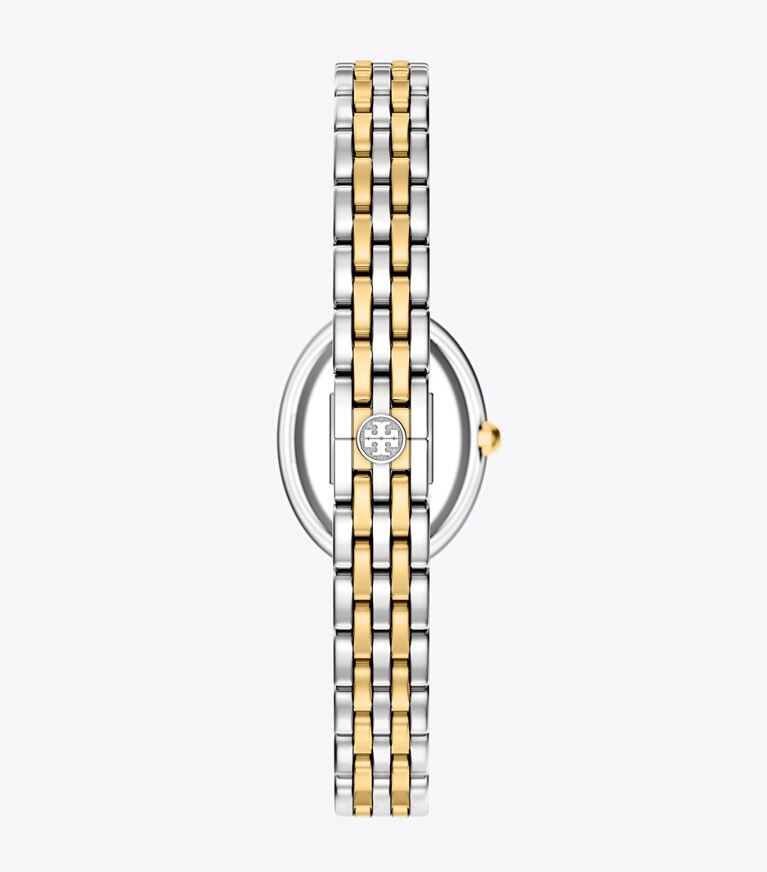 Tory Burch designer orologi da polso Orologio Oval in LIGHT BLUE MOP/GOLD/TWO-TONE indietro