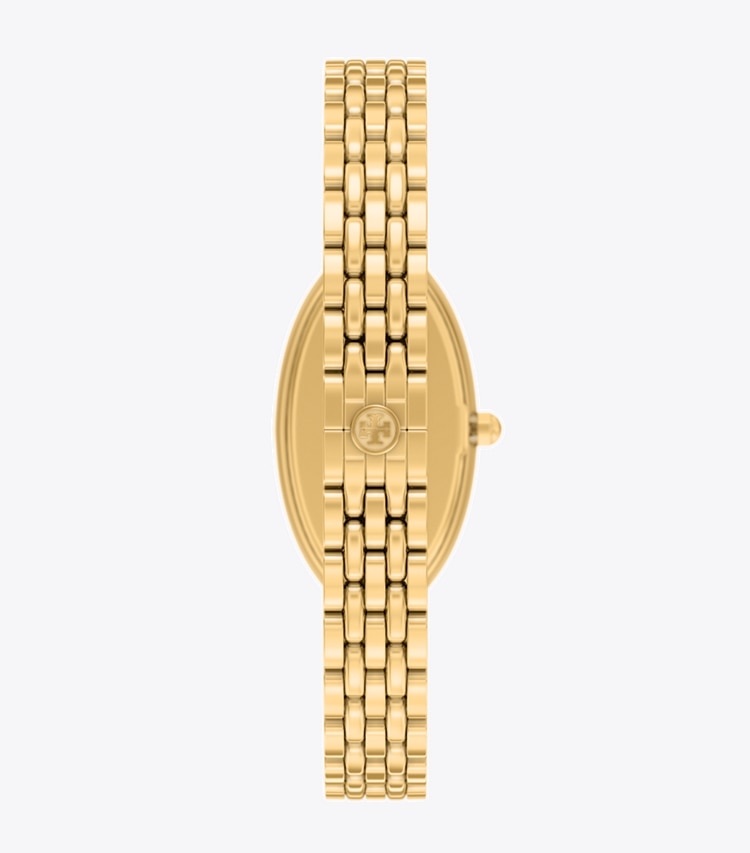 Tory Burch designer orologi da polso Orologio ovale allungato in IVORY/GOLD indietro