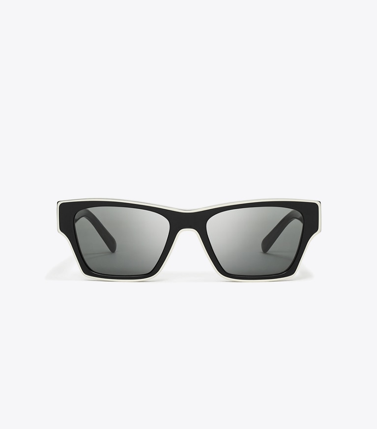 Tory Burch Black With Ivory Piping Sunglasses