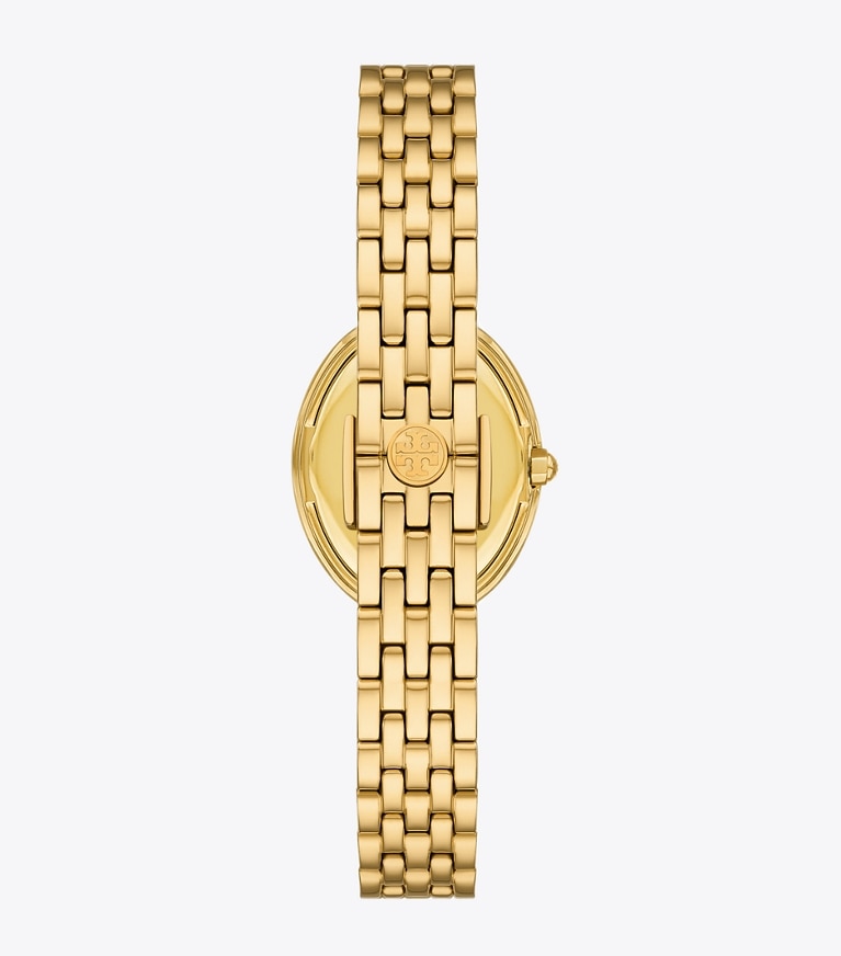 Tory Burch designer strap watches Oval Watch in MOP/STONES/GOLD front