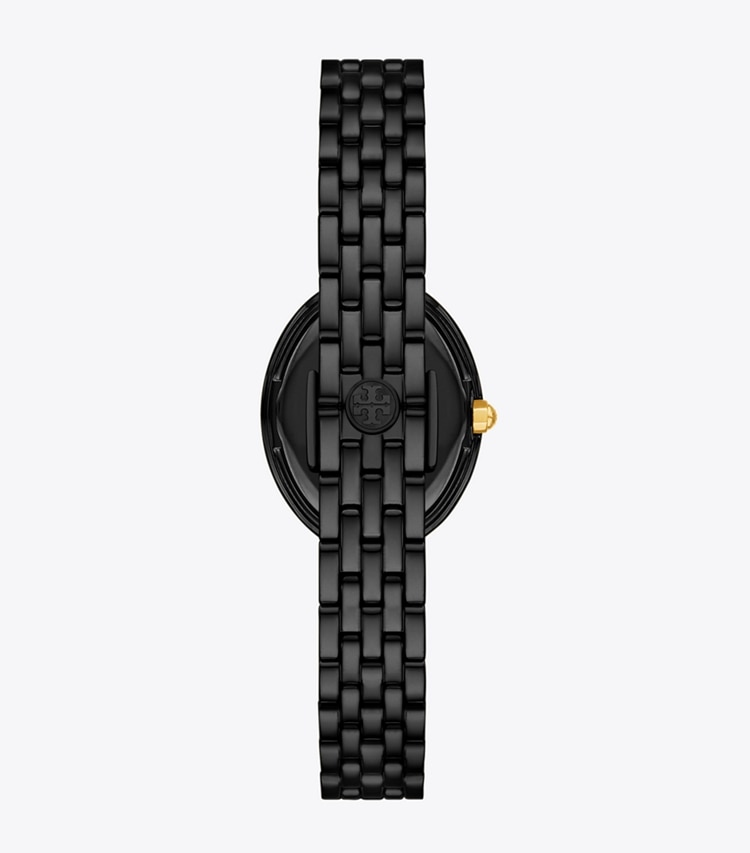 Tory Burch designer strap watches Oval Watch in BLACK/BLACK IP/GOLD back