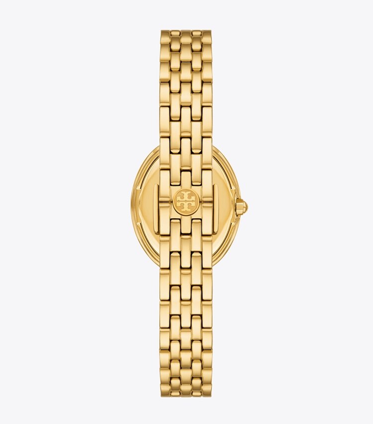 Tory Burch designer strap watches Oval Watch in MALACHITE/GOLD back