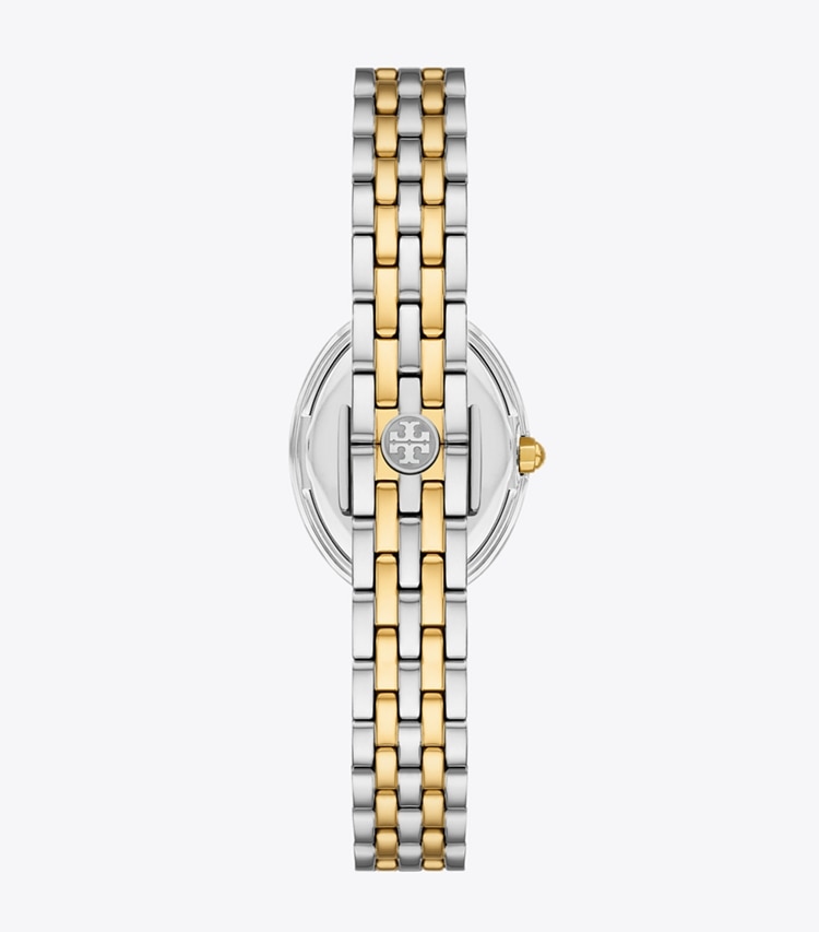 Tory Burch designer strap watches Oval Watch in LIGHT PINK TINTED MOP/TWO-TONE back