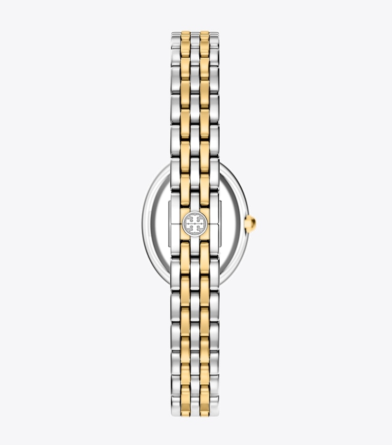 Tory Burch designer strap watches Oval Watch in LIGHT BLUE MOP/GOLD/TWO-TONE back
