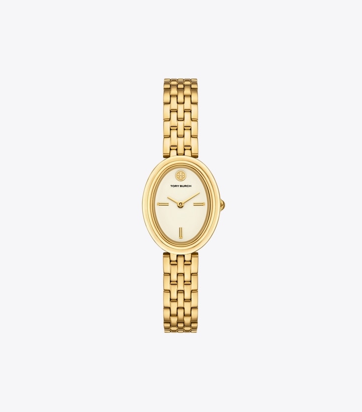 Tory Burch designer strap watches Oval Watch in GOLD front