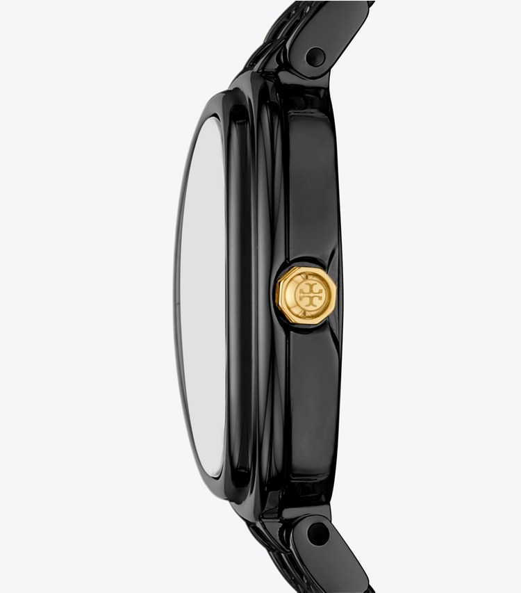 Tory Burch designer strap watches Oval Watch in BLACK/BLACK IP/GOLD side
