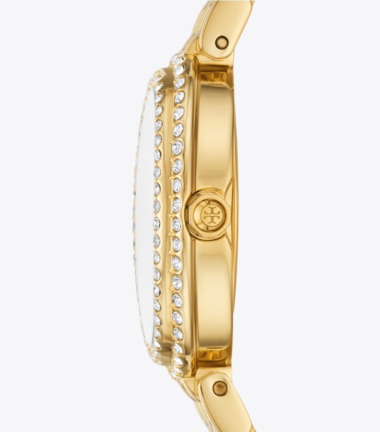 Tory Burch designer armbanduhren Oval Watch in GREEN-TINTED MOP/STONES/GOLD side