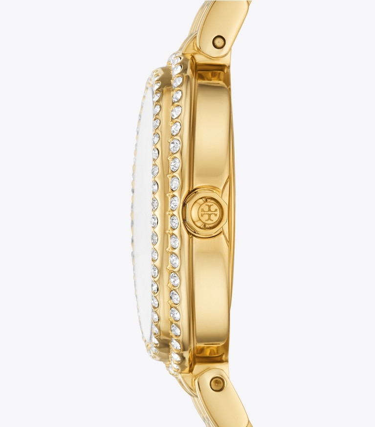 Tory Burch designer armbanduhren Oval Watch in GREEN-TINTED MOP/STONES/GOLD front
