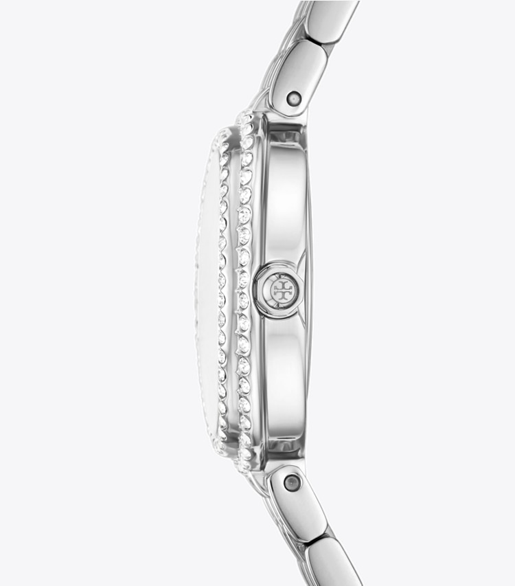 Tory Burch designer strap watches Oval Watch in BLUE/STONES/SILVER side