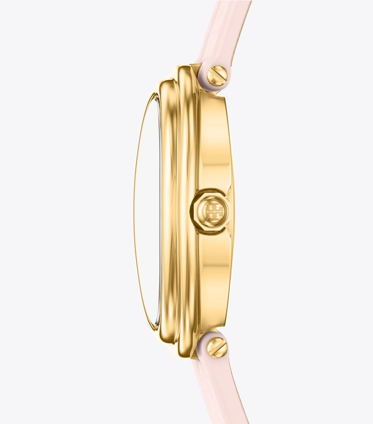 Tory Burch designer strap watches Oval Watch in PINK MOTHER-OF-PEARL/PINK FAUX CROC/GOLD side