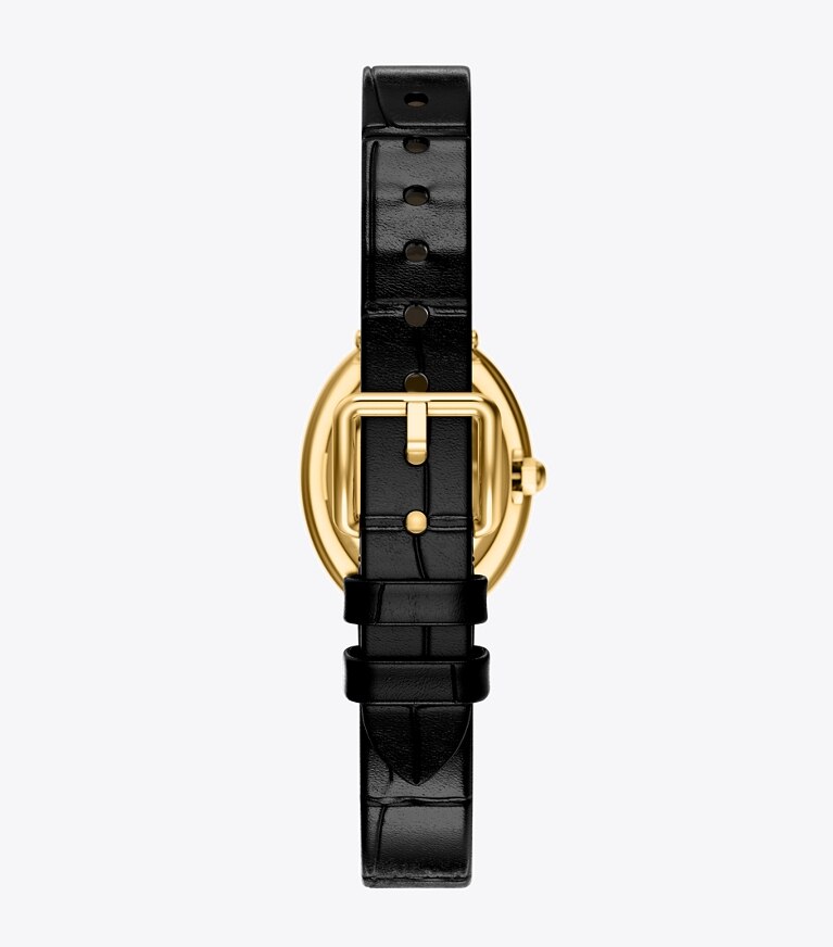 Tory Burch designer armbanduhren Ovale Armbanduhr in IVORY/GOLD/BLACK zurück