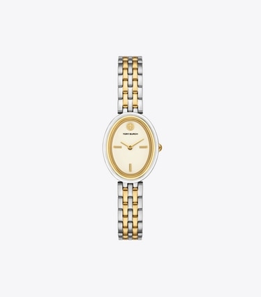 Tory Burch designer armbanduhren Ovale Armbanduhr in TWO-TONE front