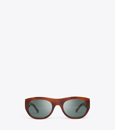 Tory Burch designer sonnenbrillen & brillen Ovale Eleanor Sonnenbrille in AMBER TORTOISE/GREEN front