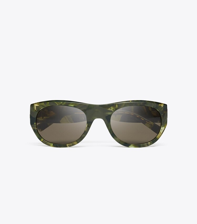 Tory Burch designer sonnenbrillen & brillen Ovale Eleanor Sonnenbrille in GREEN MARBLED/BROWN von oben