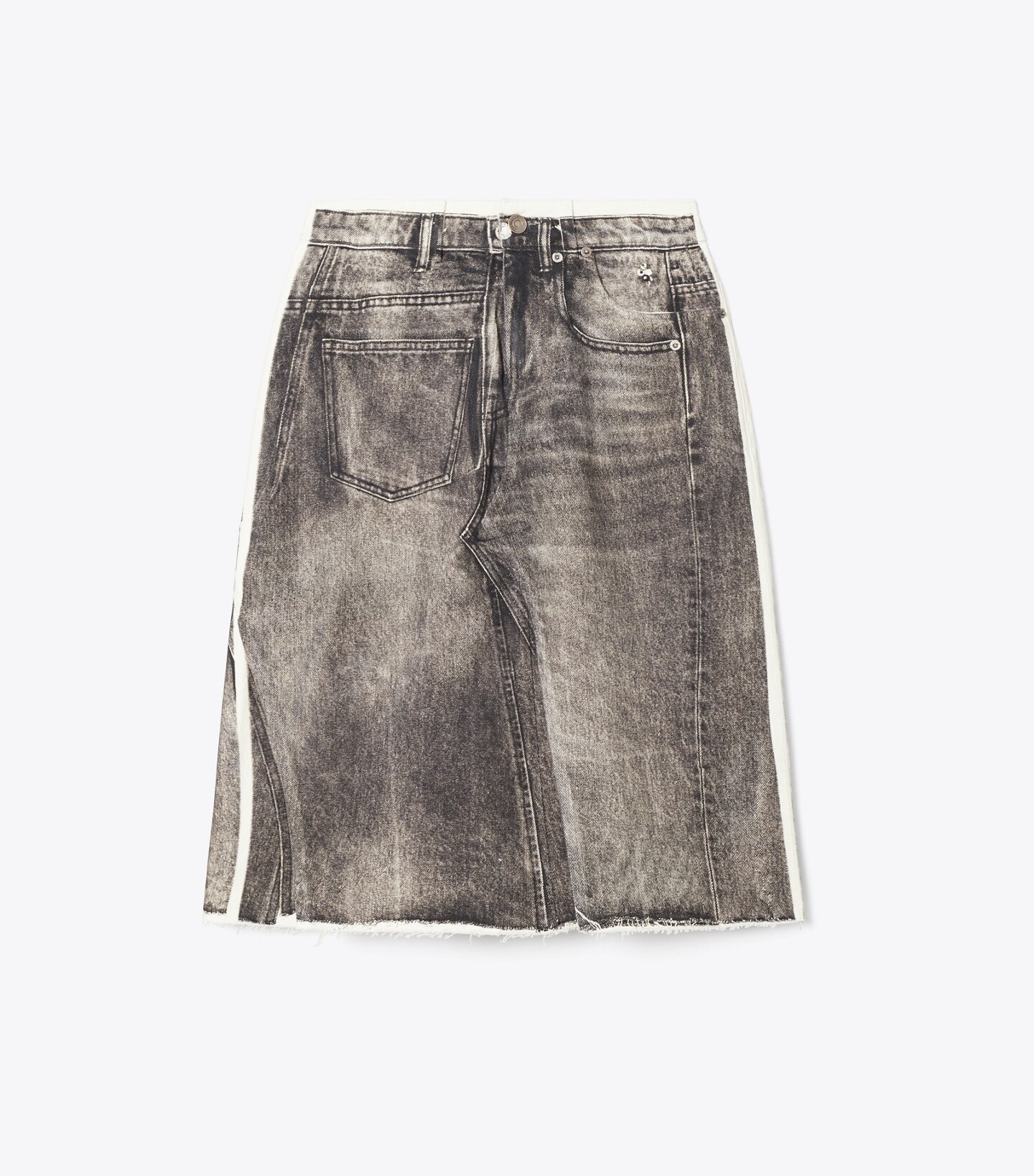 Overprinted Deconstructed Denim Skirt